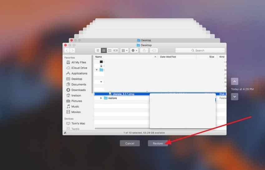 restore photos time machine