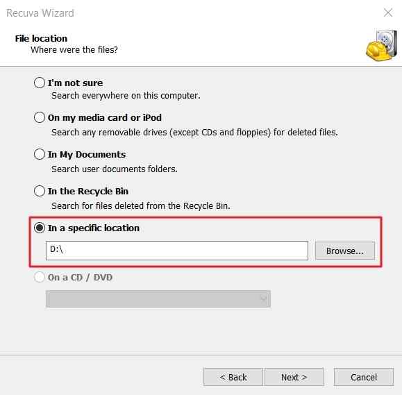 start image recovery recuva