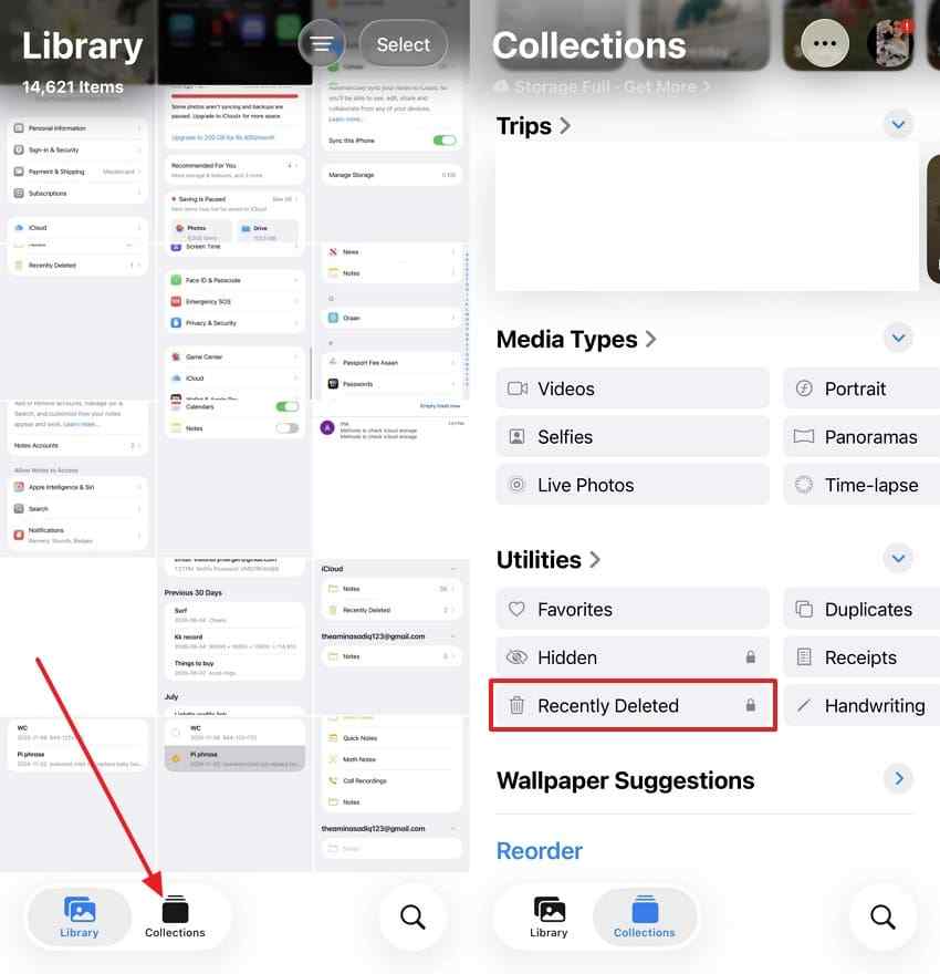 check recently deleted photos on iphone