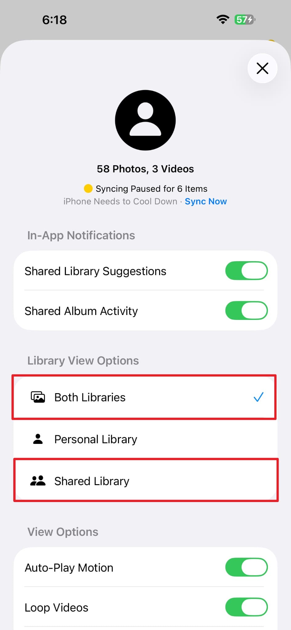 shared library photo view options