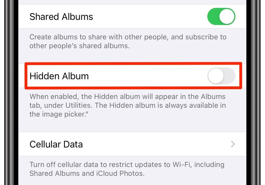 the hidden album in ipod settings