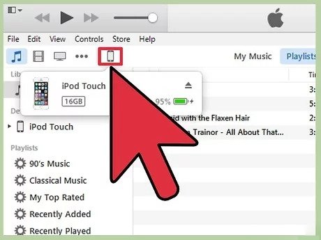 select ipod touch in itunes