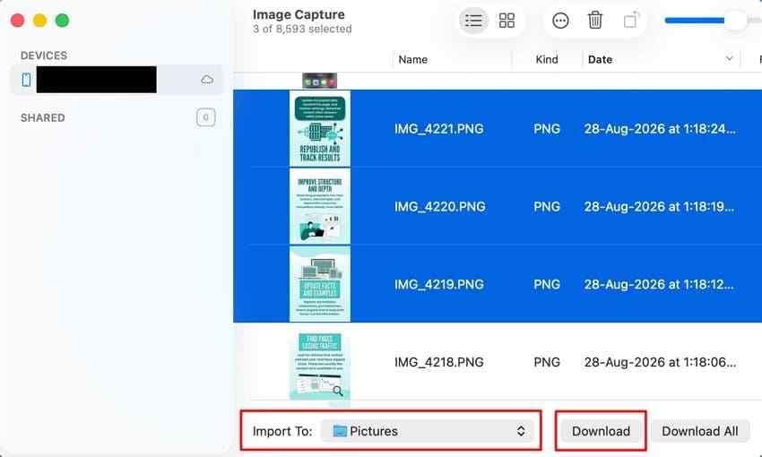 import iphone photos with image capture