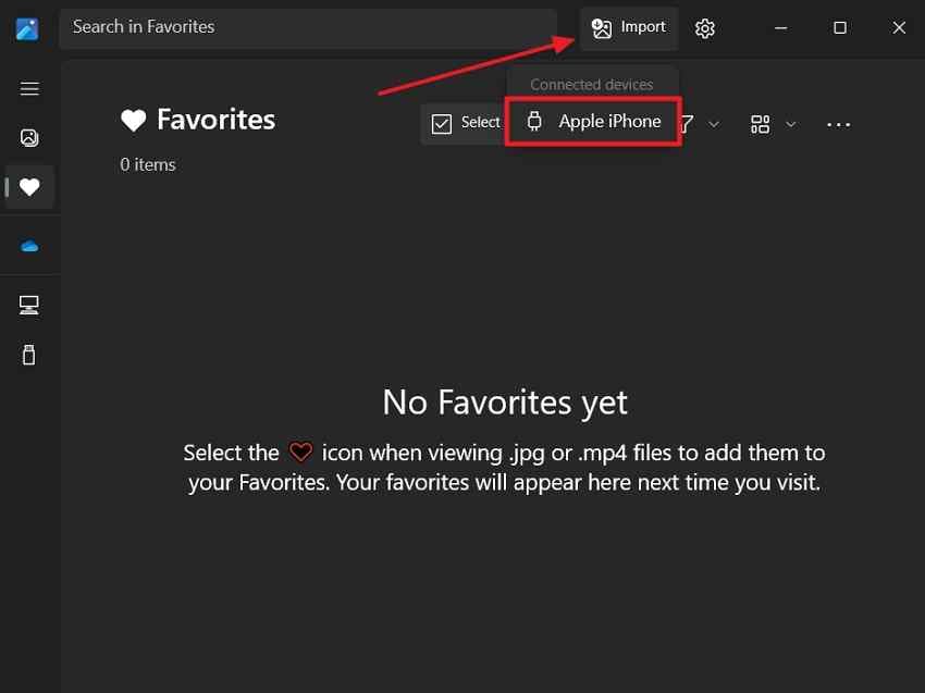choose iphone import windows photos