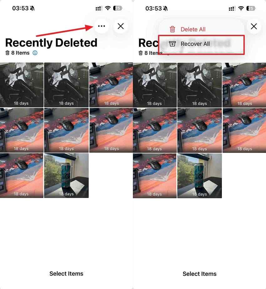 recover selected recently deleted photos