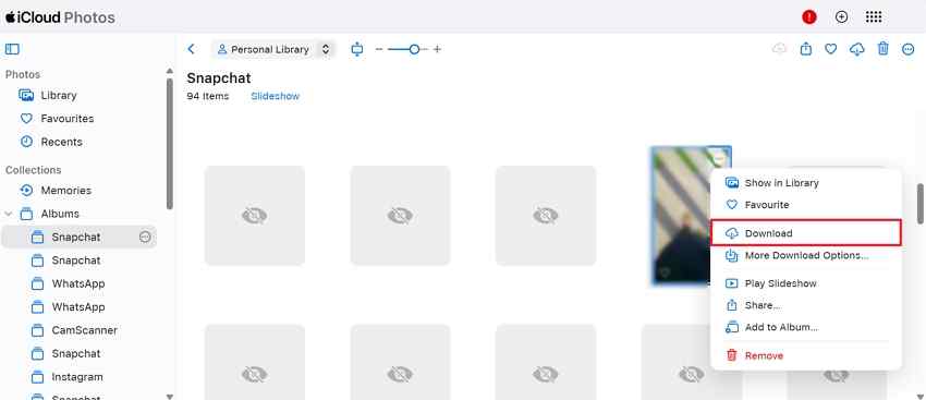 download missing photo from icloud