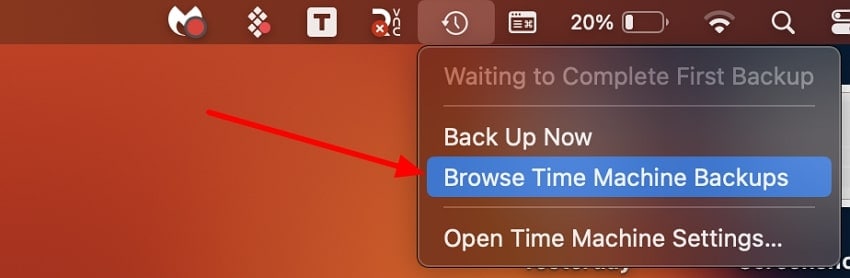 access time machine to recover recording