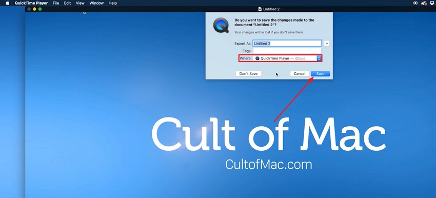 pick save to recover quicktime recording