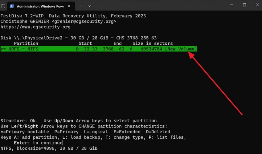 check the highlighted partition