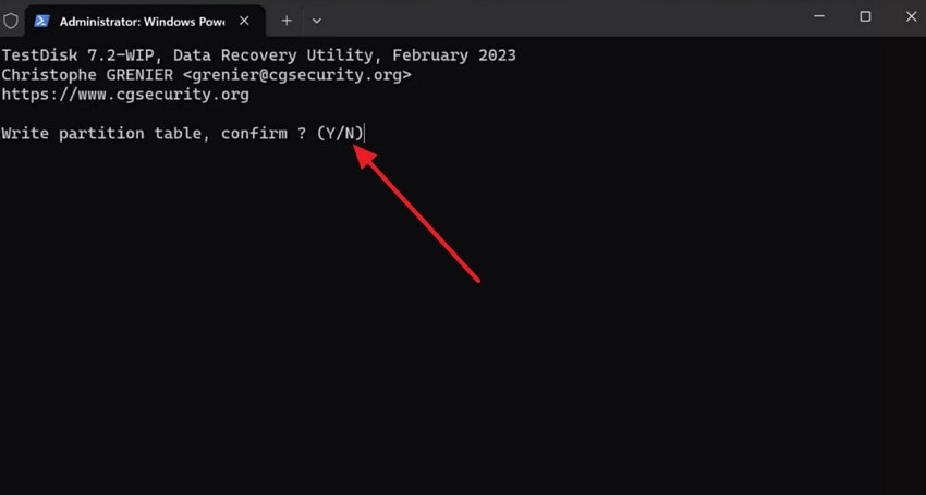press enter and confirm y