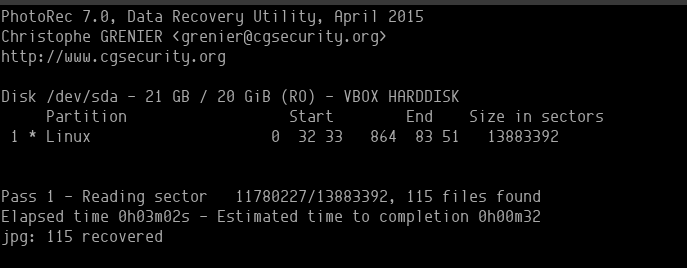 photorec data recovery linux