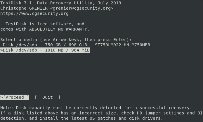 select a recovery drive