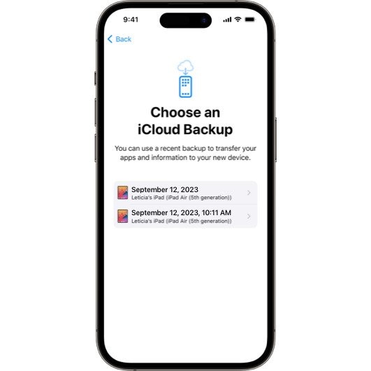 выберите резервную копию icloud