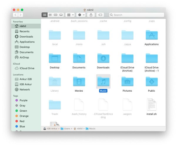 the music folder on mac devices