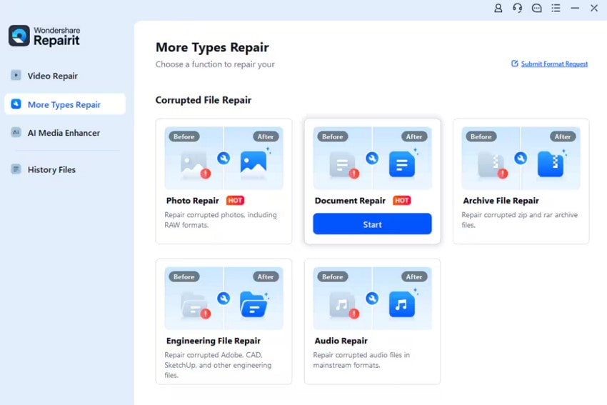 access repairit document repair option