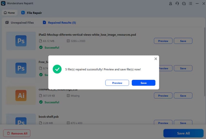 preview and save recovered word files