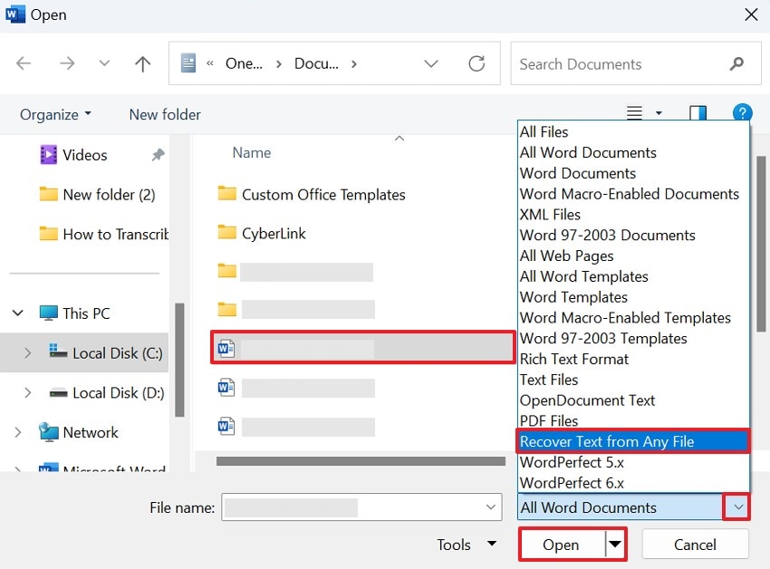 pick recover text from any file
