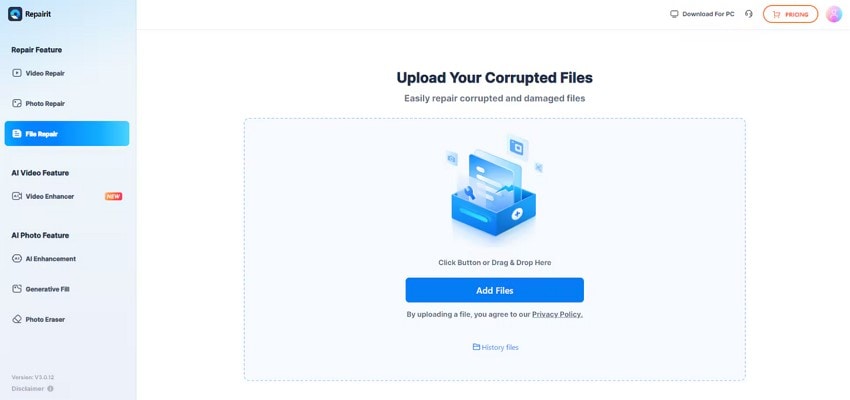 add corrupted word files interface