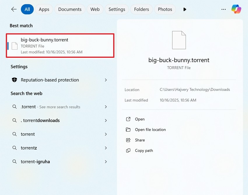 access file from search bar