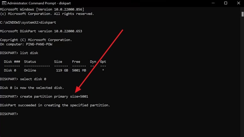 set partition as primary diskpart
