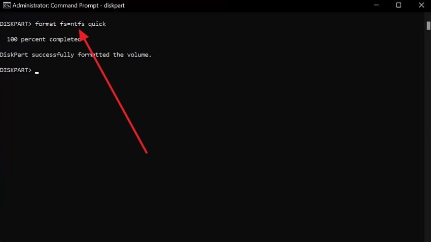 format the partition diskpart