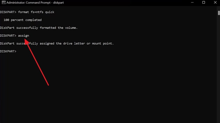 assign letter in diskpart