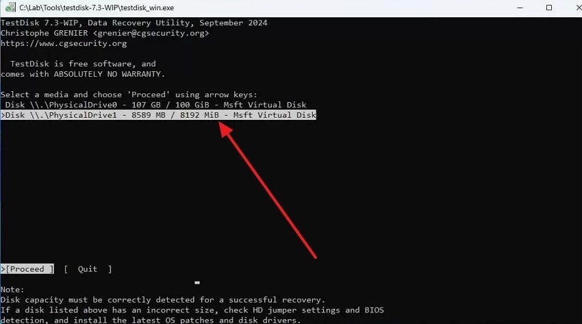go through data testdisk