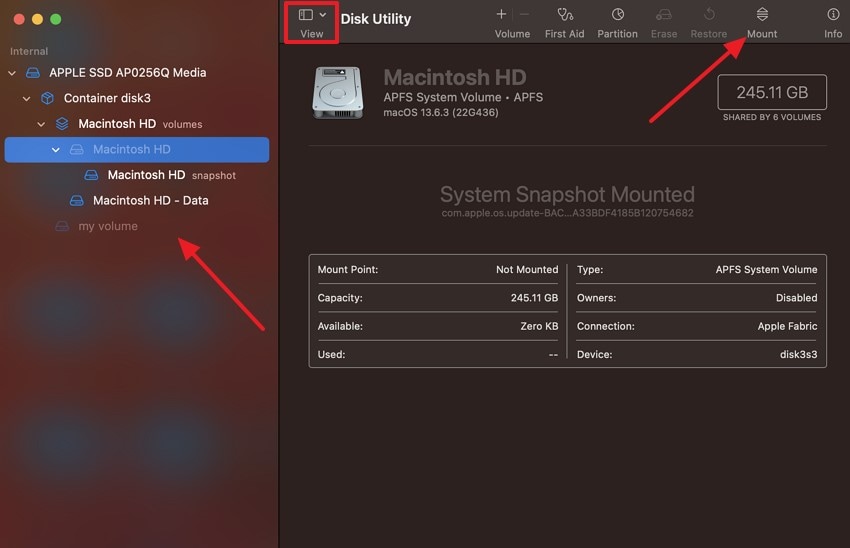 view all devices hit mount