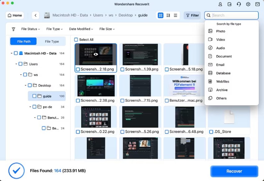 search lost files recoverit