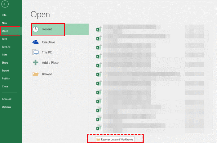 recover unsaved workbooks excel