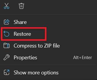 restore from the recycle bin 