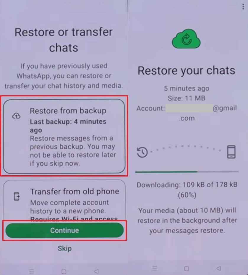 restore whatsapp from google drive