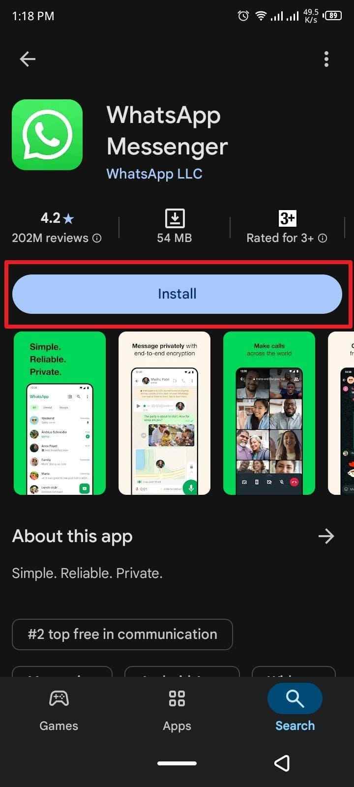 install whatsapp app