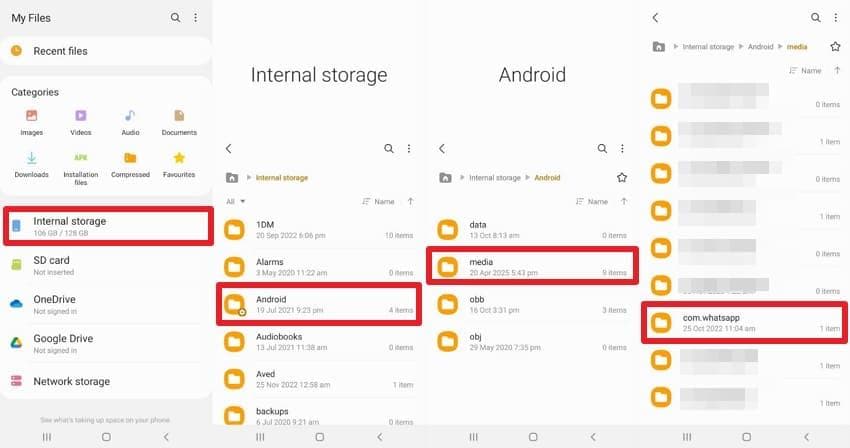 whatsapp folder under android media storage