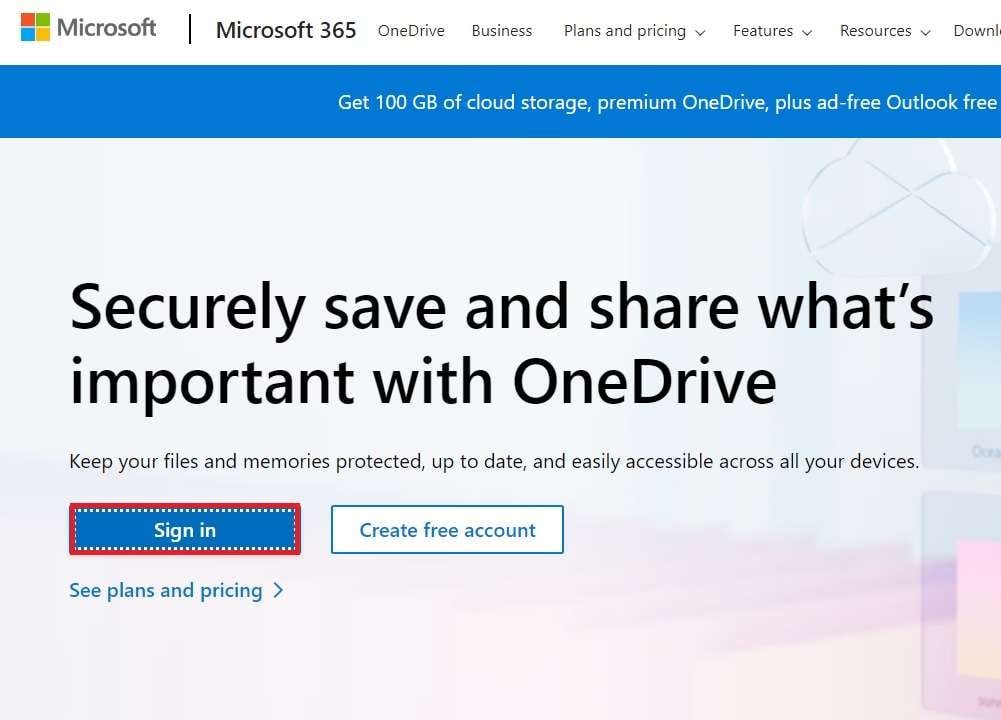 onedrive sign in