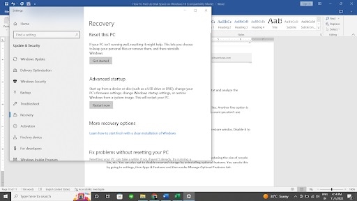 windows system recovery option