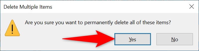 empty prompt in recycle bin