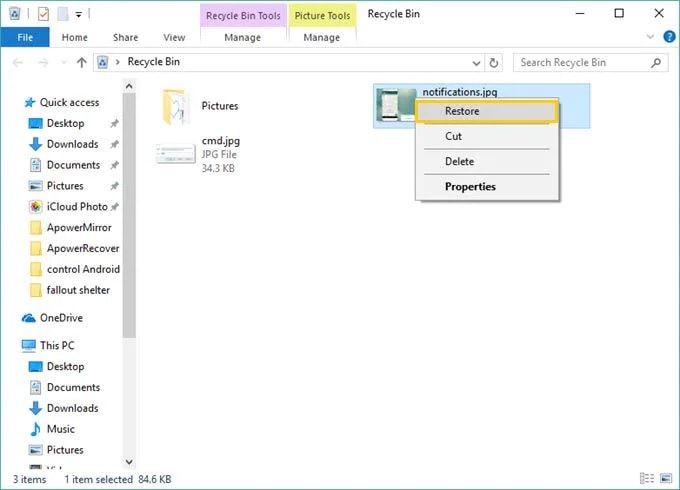 recover deleted movies from recycle bin