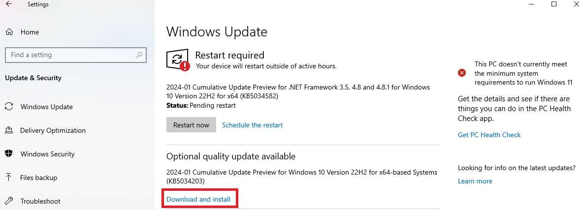 download and install windows updates 