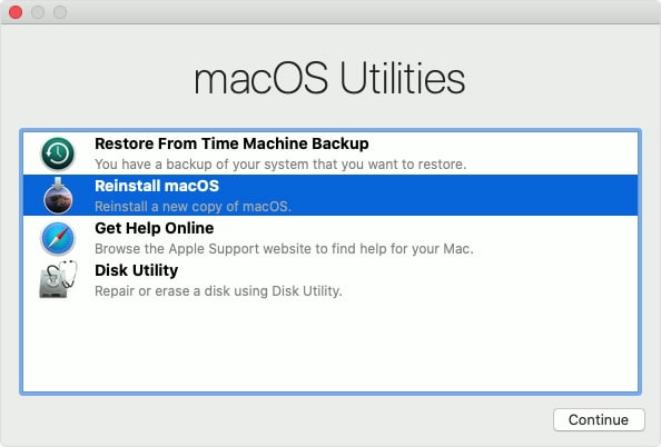 reinstall macos in the macos recovery