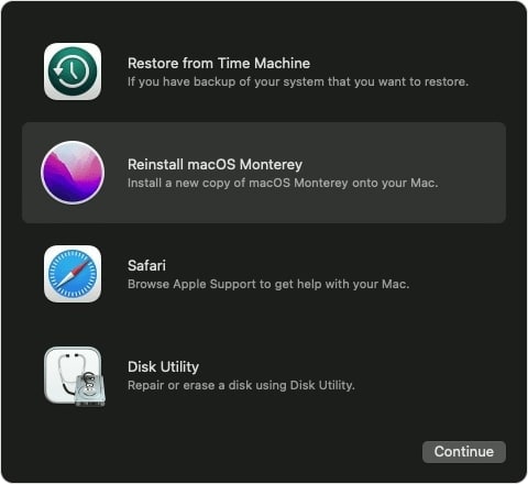 use startup options to reinstall macos