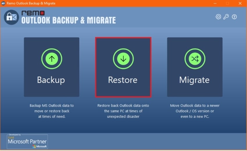 outlook backup restore option