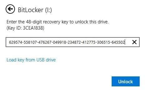 input your recovery key