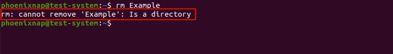 remove directory in linux rm error