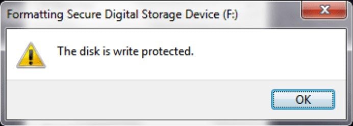 the disk is write protected message
