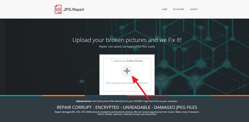 upload damaged jpeg