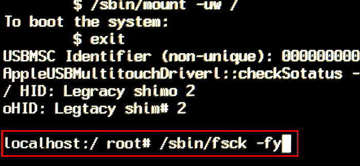 /sbin/fsck –fy command