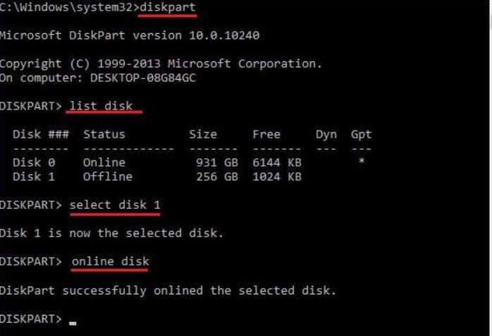 using diskpart to repair an invalid dynamic disk