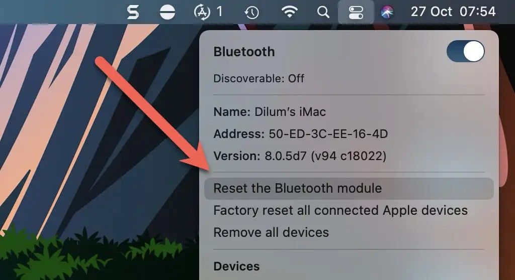 reset the bluetooth module in mac os big sur