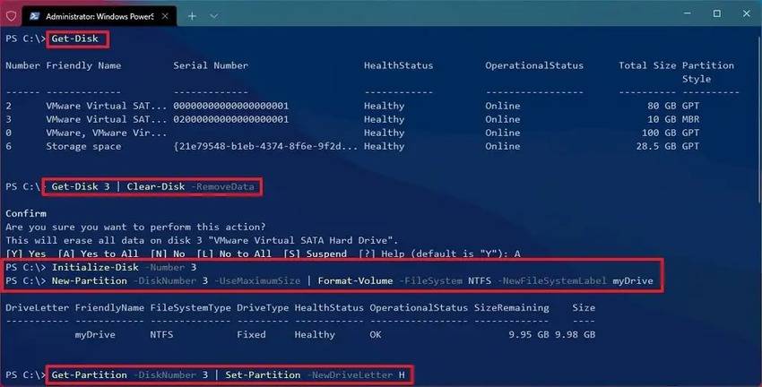 reset a seagate external hard drive in powershell